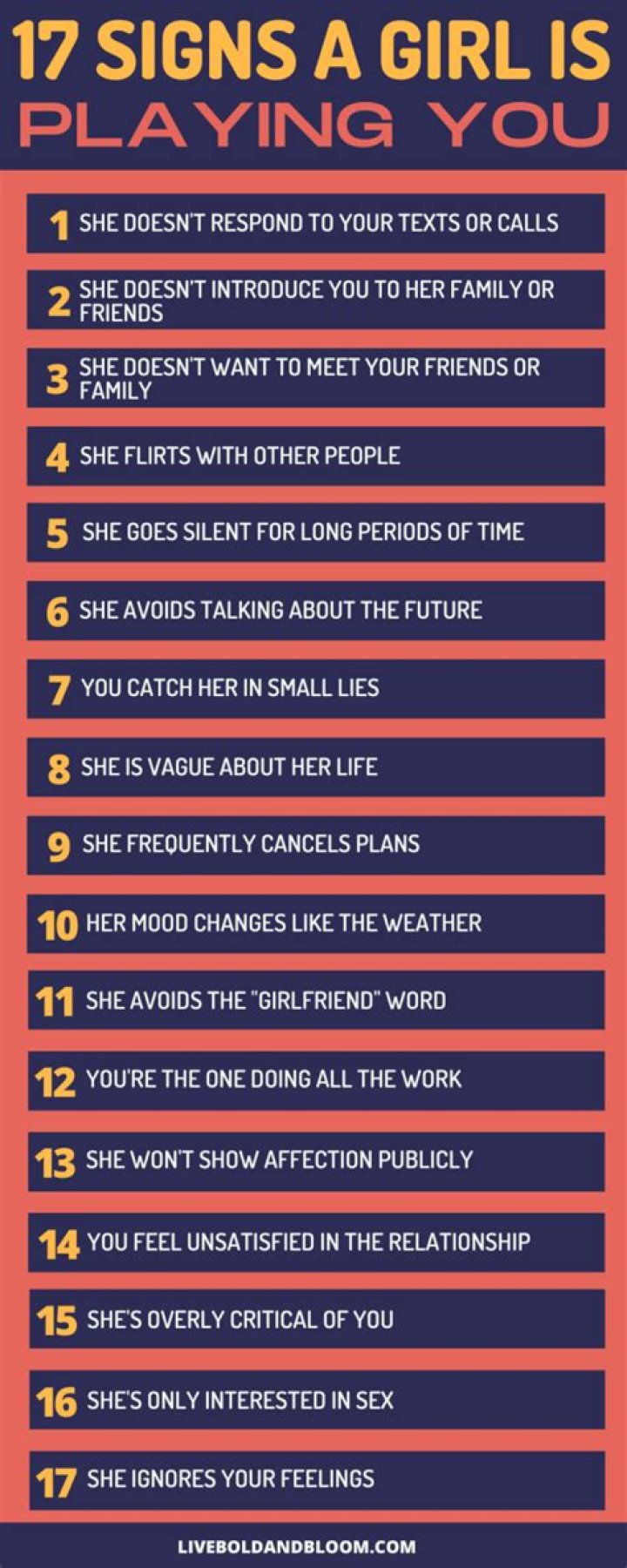 How can you tell when a girl is playing you?