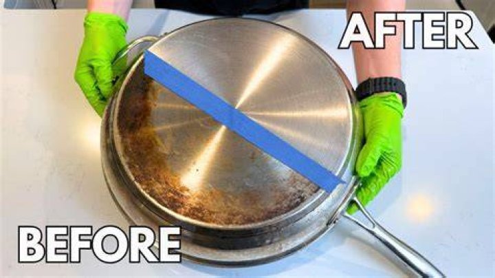 How do you clean residue off pans?