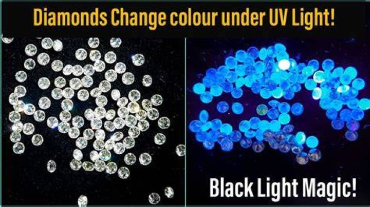 What does a fake diamond look like under black light?