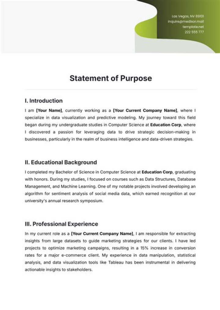 What is a good purpose statement?