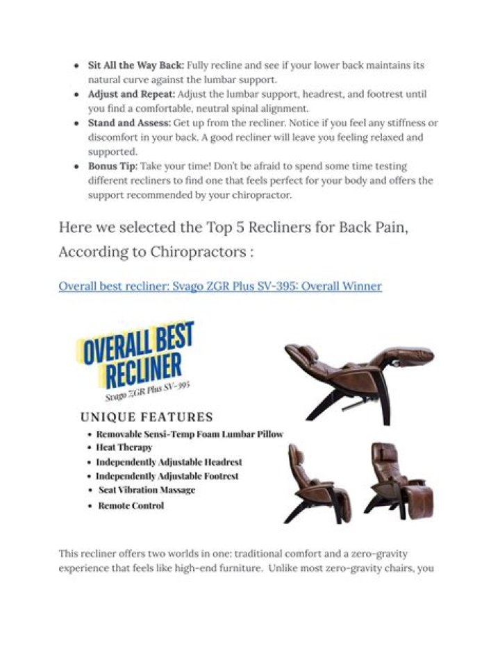 What recliners do chiropractors recommend?