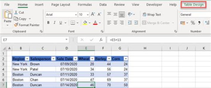 Where is table tools in Excel?