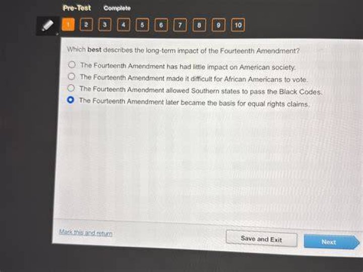 Which best describes the long term impact of the Fourteenth Amendment?